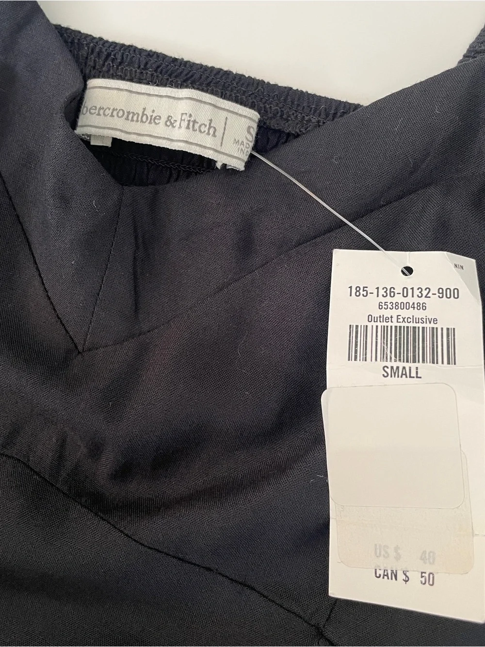 Abercrombie & Fitch Puff Sleeve Top Small Black Cottagecore Milkmaid Prairie